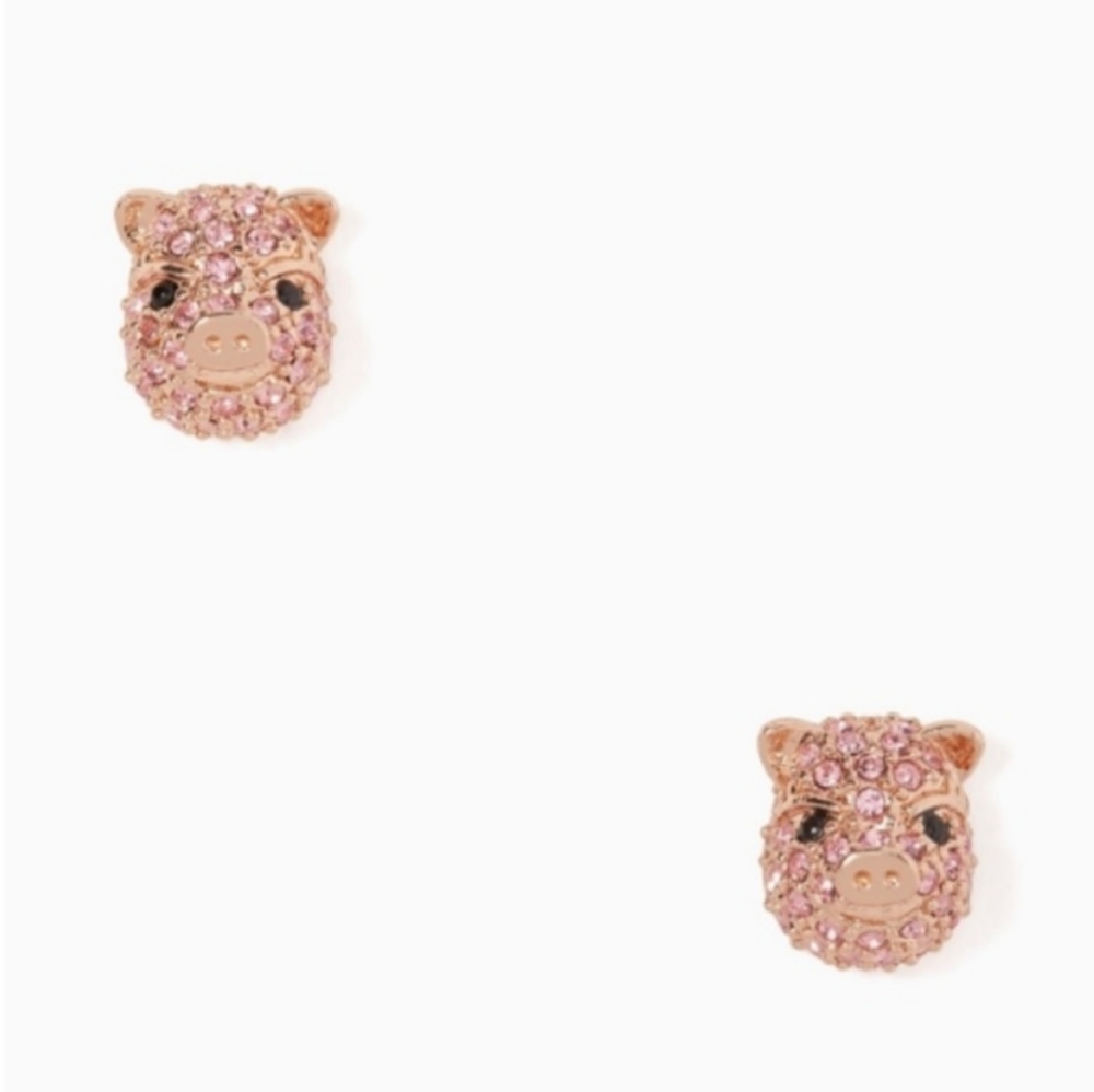 🐷🐽♠️Kate Spade Pave Pig Stud Earrings Pink